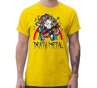 T-Shirt Herren - Heavy Musik Hard Rock - Death Metal Einhorn - Unicorn - XL - Gelb - Tshirt Metalhead Band Shirts männer Fans Shirt Tshirts tichert tishrtt t-Shirts tischert Herren-Shirt t schirts