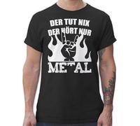T-Shirt Herren - Heavy Musik Hard Rock - Der TUT nix der hört nur Metal - L - Schwarz - Tshirt Metalhead Shirt Fans Tshirts Herren-Shirt Shirts t männer