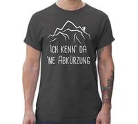 T-Shirt Herren - Hobby Outfit - Ich Kenn' da 'ne Abkürzung - XL - Dunkelgrau - wandershirt Berg Shirts wandergeschenke Berge t - Shirt wanderbekleidung Hiking t-Shirts wandert-Shirt Wander Tshirts