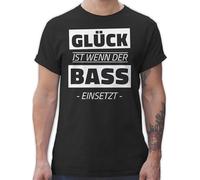 T-Shirt Herren - House Music Techno & Rave Outfit - Glück ist wenn der Bass einsetzt - M - Schwarz - Festival Tshirt Konzert Musik für männer Festival-Outfits Festivals Raver Shirt Oberteil