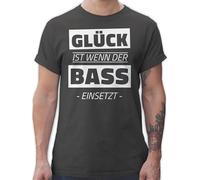 T-Shirt Herren - House Music Techno & Rave Outfit - Glück ist wenn der Bass einsetzt - XL - Dunkelgrau - Festival Tshirt Konzert Musik für männer Festival-Outfits Festivals Raver Shirt Oberteil