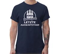 T-Shirt Herren - JGA Junggesellenabschied Männer - Letzte Auswärtstour Bräutigam Bier - S - Navy Blau - Tshirt Shirt polter jungesellenabschied Groom Shirts Mann leiberl polterer