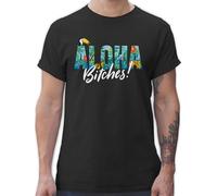 T-Shirt Herren - Karneval & Fasching - Aloha Bitches - L - Schwarz - faschingsshirt Faschings Hawaii Coole-Fun-t-Shirts Faschings-t-Shirt Karnevals Shirt karnevalst-Shirt fassenacht Tshirt