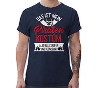 T-Shirt Herren - Karneval & Fasching - Das ist Mein Piraten Kostüm - weiß/rot - XXL - Navy Blau - faschingsshirt Faschings Sauf Tshirt Faschings-t-Shirt Karnevals Pirat Shirt karnevalst-Shirt