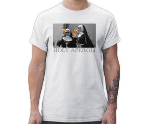 T-Shirt Herren - Karneval & Fasching - Holy Aperol I Holy Aperoli I Holy Spritz Mädelsabend I Ladies Night - L - Weiß - faschingsshirt Faschings nonnen Shirt Faschings-t-Shirt Karnevals