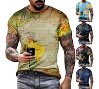 T-Shirt Herren Karten Gedruckt Tshirt Cooles T-Shirt Sommer Kurzarm Graphic Tee Sport Fitness Shirt Rundhals Top Oberteile Lustige T Shirts für Männer