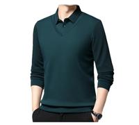 T-Shirt Herren Klassisch Urban Trend Poloshirt Dünn Weich Atmungsaktiv Longsleeve T-Shirts Leichte Mode Komfortabel Casualt-Shirt J-Green 4XL