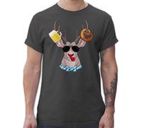 T-Shirt Herren - Kompatibel mit - Oktoberfest Hirsch - 4XL - Dunkelgrau - trachtenshirt bayrische Trachtenmode t Shirt Octoberfest geweih Tshirt bieroutfit Oktoberfest-t-Shirt bayerischer Bavarian