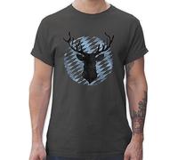 T-Shirt Herren - Kompatibel mit Oktoberfest - Hirsch Bayern - XL - Dunkelgrau - trachtenshirt bayrische Trachtenmode t Shirt Octoberfest Jagd Tshirt oktoberfestkleidung Oktoberfest-t-Shirt