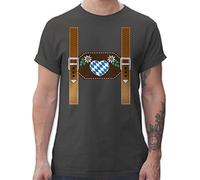 T-Shirt Herren - Kompatibel mit Oktoberfest - Lederhose - Herz Bayern - M - Dunkelgrau - Lederhosen Shirt Oktoberfest-t-Shirt bayrische ersatz Tshirt trachtenshirt Octoberfest Shirts männer