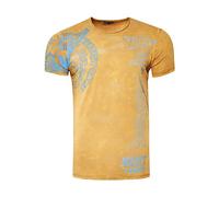 T-Shirt Herren Kurzarm Rundhals Tshirt für Männer S M L XL XXL 3XL Printed Regular Fit Verwaschen 228, Größe S-6XL:XL, Farbe:Camel