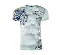 T-Shirt Herren Kurzarm Rundhals Tshirt Printed Shirt Regular Fit Verwaschen Plakativer Druck 232, Farbe:Grau, Größe S-3XL:XXL