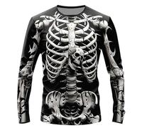T-Shirt Herren Kurzarm Sommer Baumwolle Herren Sk Ull 3D-Muster Kleidung Langarm Herren Langarm T-Shirt Tank Top Tumblr (Black L)