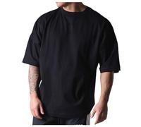 T-Shirt Herren Kurzarm Sommer Baumwolle Lässiges T-Shirt aus Baumwolle für Herren | Bequeme Passform mit kurzen Ärmeln für den Sommer | Atmungsaktives Lauf-T-Shirt für Mode und Tank Tops (Black L)