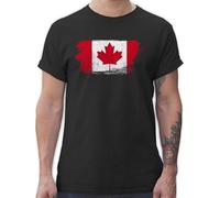 T-Shirt Herren - Länder Fahnen und Flaggen - Kanada Vintage - M - Schwarz - Canada Tshirt Ahornblatt Country em Shirt Blatt t-schirt Flagge Shirts t männer