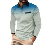 T-Shirt Herren Leichte Mode Komfortabel Poloshirt Klassisch Urban Trend Casualt-Shirt Dünn Weich Atmungsaktiv Longsleeve T-Shirts K-Grey Green M