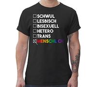 T-Shirt Herren - LGBTQ Kleidung Flag - Menschlich - Deine Wahl - Pride - Regenbogen - weiß - 5XL - Schwarz - LGBT schwul Tshirt CSD Shirt Lesbian Shirts lqbtq tischert Gay for Men lgbtqia Queer