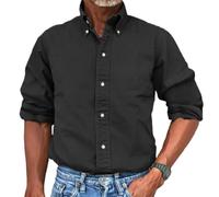 T-Shirt Herren Longsleeve T-Shirt Herren Jeans Shirt Herren Kariert Shirt Herren Casual T-Shirt Herren Kurzarm Herren Business Arbeits Basic Hemd Herren H-Black2 XL