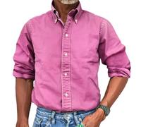 T-Shirt Herren Longsleeve T-Shirt Herren Jeans Shirt Herren Kariert Shirt Herren Casual T-Shirt Herren Kurzarm Herren Business Arbeits Basic Hemd Herren N-Rose Red 5XL