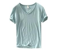 T-Shirt Herren Loose Fit Herren-Baumwollhemden mit V-Ausschnitt in klassischer Passform, Basic-Kurzarmoberteile für Herren Atmungsaktiv Sport Shirt Männer Sportshirt Trainingsshirt