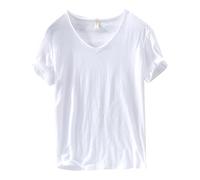 T-Shirt Herren Loose Fit Herren-Baumwollhemden mit V-Ausschnitt in klassischer Passform, Basic-Kurzarmoberteile für Herren Atmungsaktiv Sport Shirt Männer Sportshirt Trainingsshirt