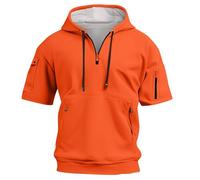 T Shirt Herren mit Kapuze Kurzarm Kapuzenpullover mits Taschen Kordelzug Sommer Kurz Hoodie Einfarbig Sport Tshirt Personalisierte Kapuzenshirt Freizeit Sweatshirt Atmungsaktives Leicht Sportshirt