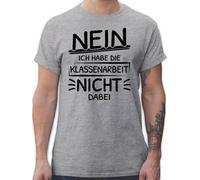 T-Shirt Herren - Nein ich Habe die Klassenarbeit Nicht dabei | Lehrer Geschenk | Lehrerin Geschenke Lehrerinnen Spruch - L - Grau meliert - Tshirt Teacher klassenarbeiten Shirt grundschullehrer