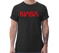 T-Shirt Herren - Nerd Geschenke - NASA - Raumfahrt Astronaut Mondlandung Weltraum - L - Schwarz - geekshirt zocker Space x Tshirt nerdige Shirts Geek mit Shirt Gaming-Shirt Nerds Logo Tshirts