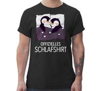T-Shirt Herren - Offizielles Schlafshirt Pinguin Pärchen Geschenk Paar Geschenke Valentinstag Paar Geschenk Weihnachten Pinguin Geschenke mit Pinguinen I - XL - Schwarz - Partner Shirt Paare