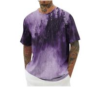 T Shirt Herren Oversized Tshirt Casual Rundhals Oberteile Trendy Batik Aufdruck T-Shirt Große Größen Männer Tee Shirt Tie Dye Streetwear Basic Top Lässig Sommershirt Leicht Sportshirt