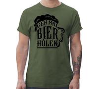 T-Shirt Herren - Party & Alkohol - GEH mal Bier Holen - schwarz - M - Army Grün - Tshirt bierliebhaber saufshirt Sauf Saufen Shirt Trinken Shirts männer,Alkohol Alki Biertrinker Tshirts trinkshirt