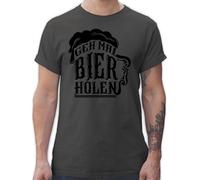 T-Shirt Herren - Party & Alkohol - GEH mal Bier Holen - schwarz - M - Dunkelgrau - Tshirt bierliebhaber saufshirt Sauf Saufen Shirt Trinken Shirts männer,Alkohol Alki Biertrinker Tshirts trinkshirt