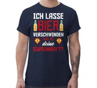 T-Shirt Herren - Party & Alkohol - Ich Lasse Bier Verschwinden was ist Deine Superkraft - L - Navy Blau - Tshirt Sauf sprüche saufshirt Alki lustige Shirt Malle Shirts männer,Alkohol Saufen