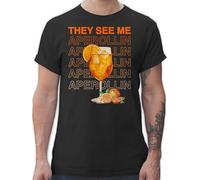 T-Shirt Herren - Party & Alkohol - They See me Aperollin | Aperol Spritz | Holy Aperoli | Geschenk Aperolfan | Mädelsabend | Aperol Malle - L - Schwarz - saufshirt Sauf Tshirt