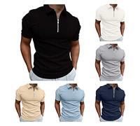 T-Shirt Herren Poloshirt Kurzarm Stehkragen Slim Fit T-Shirts Casual Revers Kurzarmshirt mit Reißverschluss Freizeithemd Atmungsaktiv Businesshemd Basic Shirt Herren