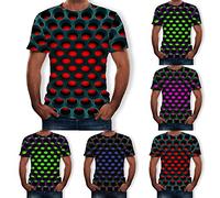 T Shirt Herren Rundhals Geometrische Druck Kurzarm Slim Fit Tactical Shirts Sport Tshirts Freizeitshirt Retro Y2K Tops Kompressionsshirt Tactical Shirts