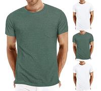 T-Shirt Herren Rundhals Kurzarm Lose Plus Size Henley Shirt Sommer Oberteile Mode Tshirt Lässige Einfarbig Basic Shirt Männer Tee Tops Freizeitshirts