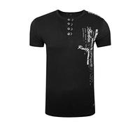 Oil-Washed T-Shirt mit Knopfleiste S