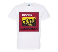 T-Shirt Herren Rundhalsausschnitt Bio-Baumwolle The Doors Jim Morrison Album Cover L.A. Woman Rock 70's, Blanc, XL