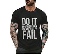 T Shirt Herren Rundhalsausschnitt Kurze Ärmel Lockere Sommer-Oberteile Mode T-Shirt mit Brief Gedruckt Vintage-Druck Streetwear Sport lässig Lange Oberteile