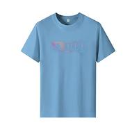 T Shirt Herren Rundhalsshirt Oversize T Shirt Männer Kurzarm T Shirt Sommer Kurzarmshirt Sport Muskelshirts Basic Shirts Cotton Tee Streetwear Himmelblau 5XL