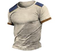 T-Shirt Herren Schwarz Hawaii Kostüm Männer Poloshirts Rundhals Einfarbiges Raglanärmel Muskelshirts Slim Fit Sport Shirt Regular Fit Combat Shirt Schwarzes Hemd (Beige, S)