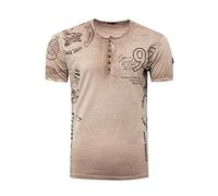 T-Shirt RUSTY NEAL, Herren, Gr. M, braun (camelfarben), 100% Baumwolle, bedruckt, normal, ohne Ausschnitt, Shirts T-Shirt, mit seitlichem Print (85348538-M) camelfarben