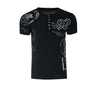 T-Shirt RUSTY NEAL, Herren, Gr. M, schwarz-weiß (schwarz, weiß), 100% Baumwolle, bedruckt, normal, ohne Ausschnitt, Shirts T-Shirt, mit seitlichem Print (17606249-M) schwarz, weiß