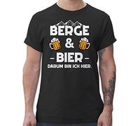 T-Shirt Herren - Skiurlaub Apres Ski - Berge und Bier - M - Schwarz - Oberteil mit Spruch sprüche Coole-Fun-t-Shirts spruchshirts sprueche Shirts Spruchshirt sprüchen Tshirts Tshirt/Spruch