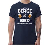 T-Shirt Herren - Skiurlaub Apres Ski - Berge und Bier - XL - Navy Blau - Oberteil mit Spruch sprüche Coole-Fun-t-Shirts spruchshirts sprueche Shirts Spruchshirt sprüchen Tshirts Tshirt/Spruch