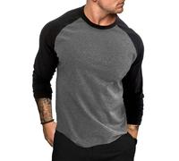 T-Shirt Herren Slim Fit Komfortabel Longsleeve T-Shirt Herren Casual Mode Einfarbig Basic T-Shirt Herren Jugend Klassisch All-Match Longsleeve Tops Herren A-Dark Grey M