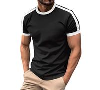 T-Shirt Herren Sommer Rundhals-Ausschnitt Baumwolle Regular Fit Herrenst-Shirt Rundkragen Casual Basic Männer Tshirt Mens Kurzarm Bequem und atmungsaktiv