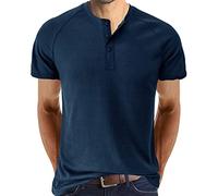 T-Shirt Herren Sommer Shirts V-Ausschnitt Tshirt Männer Sportshirt Baumwolle Basic Tops Cotton Tee Streetwear Geschenk Papa,Dad,Freund,Männer Marine L