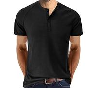 T-Shirt Herren Sommer Shirts V-Ausschnitt Tshirt Männer Sportshirt Baumwolle Basic Tops Cotton Tee Streetwear Geschenk Papa,Dad,Freund,Männer Schwarz XL